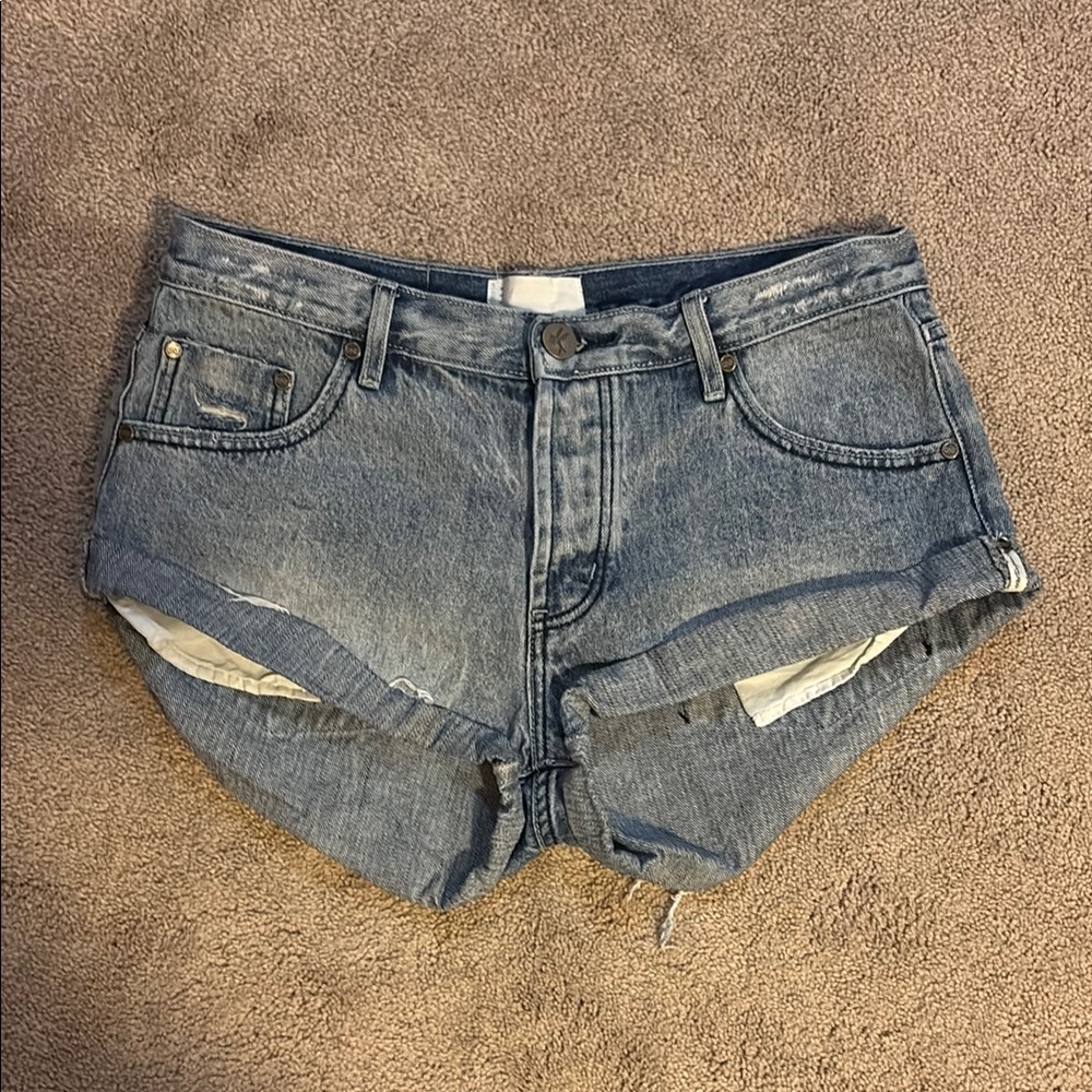 One Teaspoon Faded Blue Jean Shorts